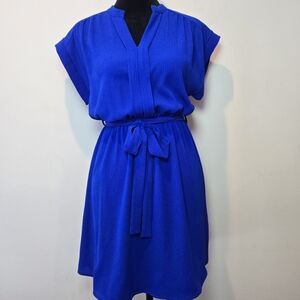 Monteau Dress Women's Medium Bright Blue Mini Cap Sleeve